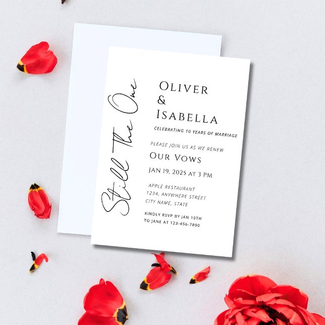 Minimalist vow renewal 10th wedding anniversary invitation (still the one vow renewal wedding anniversary invitation for 25th wedding or 50th wedding or 5th )