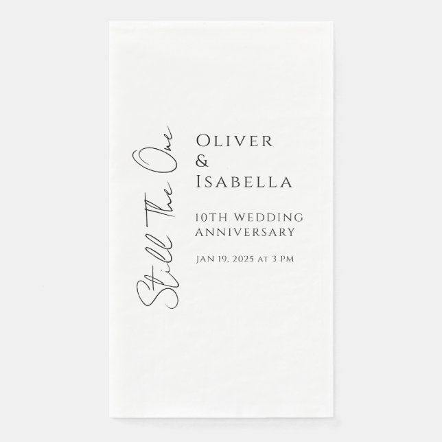 Minimalist vow renewal 10th wedding anniversary napkin (Front)