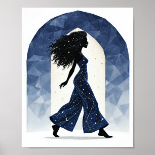 Minimalist Walking Celestial Woman Poster