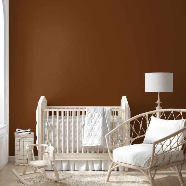 Minimalist Walnut Brown Dark Plain Custom Colour Wallpaper (Kids)