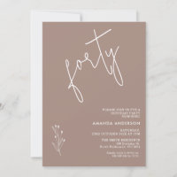 Minimalist Warm Brown Boho Motif 40th Birthday
