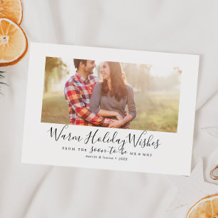 Minimalist Warm Holiday Wishes Engagement Photo Card