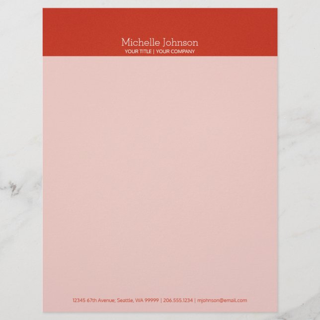 Minimalist Warm Red Grainy Texture Letterhead (Front)