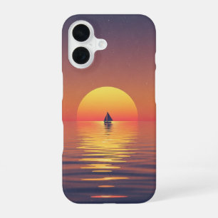 Minimalist Warm Vintage Seascape Sunset iPhone 16 Case