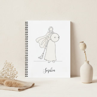 Minimalist Warrior Mom Line Art Notebook