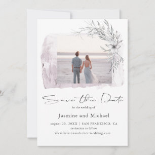 Minimalist watercolor Blush Photo Save The Date