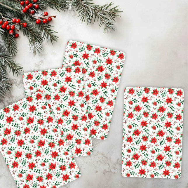 Minimalist Watercolor Botanical Poinsettia Playing Cards (Creator Uploaded)