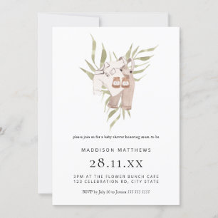 Minimalist Watercolor Boy Boho Baby Shower Invitation