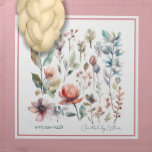 Minimalist Watercolor Challah Dough Cover Cotton Napkin<br><div class="desc">This minimalist watercolor floral Challah Dough Cover personalized with your name in script has an understated elegance. Your challah is a work of art, this design has space to sign your name with a flourish! Hebrew text reads "L'kovod Shaboos Kodesh" ( In honour of the Holly Shabbos) Enquiries? message us...</div>