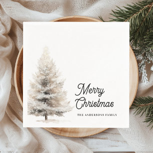 Minimalist Watercolor Christmas Tree Personalized  Napkin