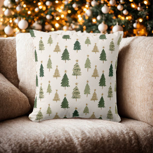 Minimalist Watercolor Christmas Tree Pillow