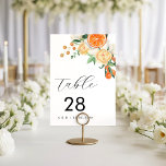 Minimalist Watercolor Citrus Floral Wedding    Table Number<br><div class="desc">This stylish table number would be a great addition to your wedding celebration. Easily add your own details by clicking on the "personalize" option.</div>