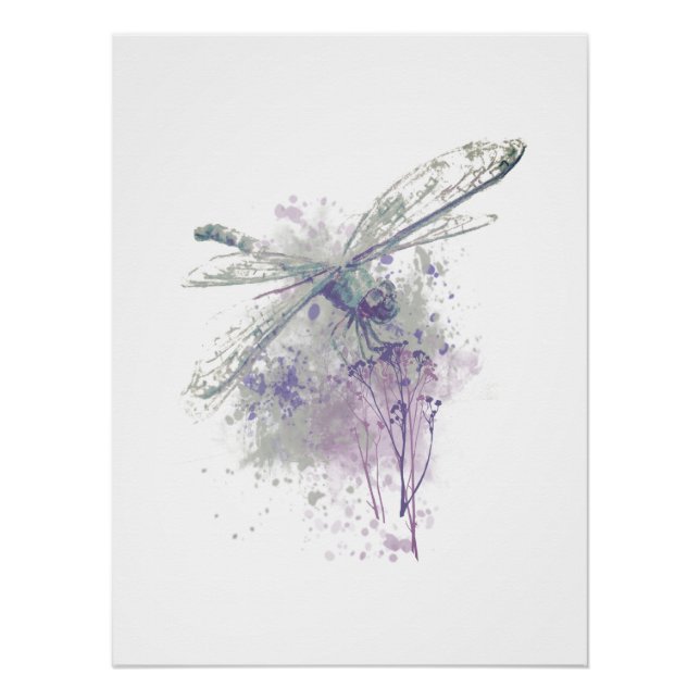 Minimalist Watercolor Dragonfly Farmhouse Print (Front)