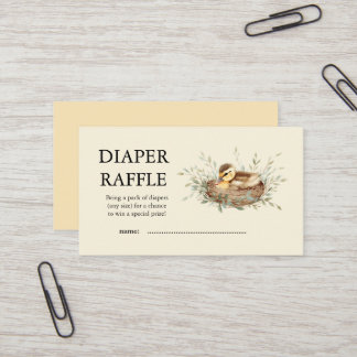 Minimalist Watercolor Duckling Diaper Raffle Ticke Business Card