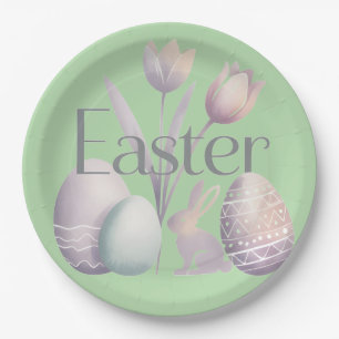 Minimalist Watercolor Easter Typographic Design Paper Plate