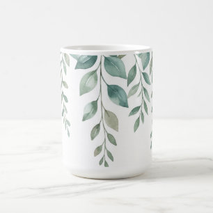 Minimalist Watercolor Eucalyptus Cascading Monogra Coffee Mug