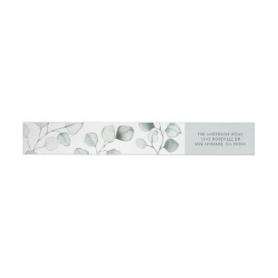Minimalist Watercolor Eucalyptus Leaves Pattern Wrap Around Label