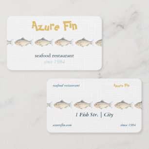 Minimalist Watercolor Fish Seafood Restaurant Business Card