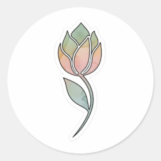 Minimalist Watercolor Floral Art | Gentle Budding  Classic Round Sticker