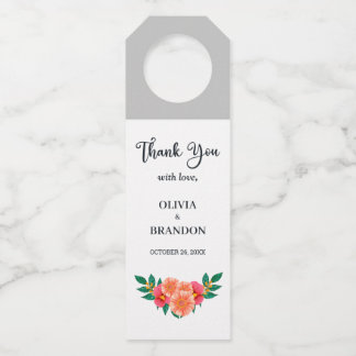 Minimalist Watercolor Floral Greenery Wedding Bottle Tag