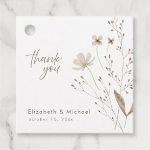 Minimalist Watercolor Floral Wedding Favour Tag