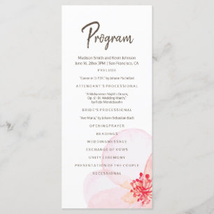 Minimalist + Watercolor Floral Wedding Program