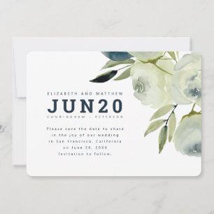 Minimalist Watercolor Floral Wedding Save The Date