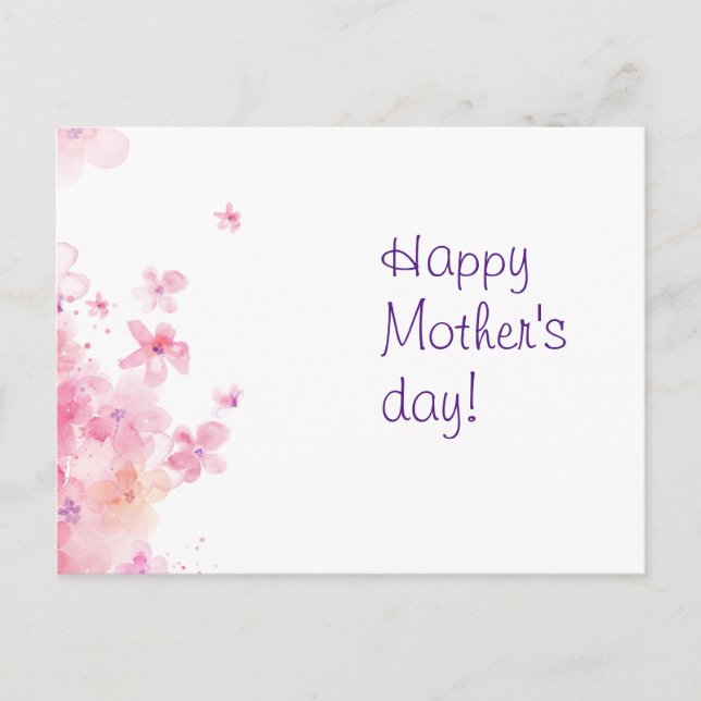 Minimalist watercolor flower mothers wish Postcard (Front)