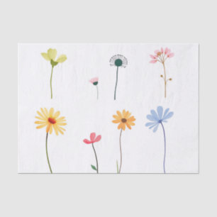 Minimalist Watercolor Flower Silhouettes Tissue Paper