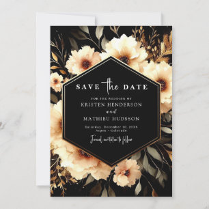 Minimalist Watercolor Gold and Black Wedding Save The Date