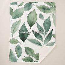 Minimalist Watercolor Green Leaves