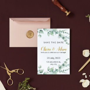 Minimalist Watercolor Greenery Wedding Invitation
