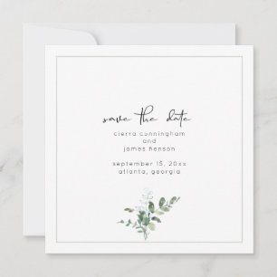 Minimalist Watercolor Greenery Wedding Save The Date