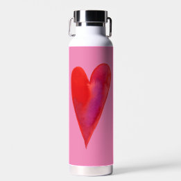 Minimalist watercolor heart  water bottle