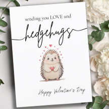Minimalist Watercolor Hedgehog Pun Valentine's Day