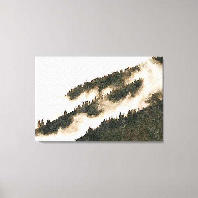 Minimalist Watercolor Misty Mountain Landscape  Canvas Print (Front)