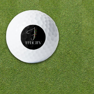 Minimalist watercolor monogram F Teacher Golf Balls