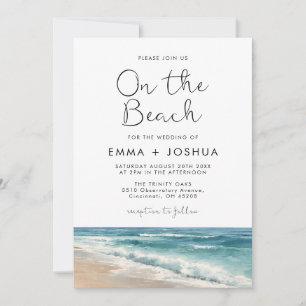 Minimalist Watercolor On The Beach Summer Wedding Invitation