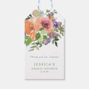 Minimalist Watercolor Orange Floral Bridal Shower Gift Tags