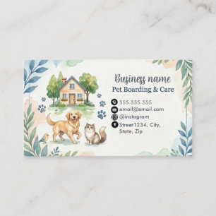 Minimalist Watercolor Pet Boarding Customizable Business Card