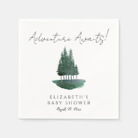 Minimalist Watercolor Pine Trees Baby Shower