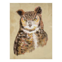 Minimalist Watercolor Print  Art for Owl Lovers."