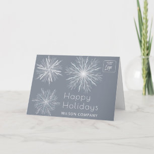 Minimalist watercolor snowflakes Happy Holidays Holiday Card