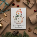 Minimalist Watercolor Snowman Christmas Greeting Holiday Card<br><div class="desc">Our charming and minimalist watercolor Christmas Snowman Greeting card is the perfect way to celebrate the season with friend and family! Featuring a charming snowman,  this card will allow you to meet your minimalist Christmas needs.</div>