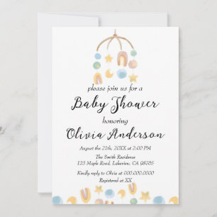 Minimalist Watercolor Toys Baby Shower Invitation