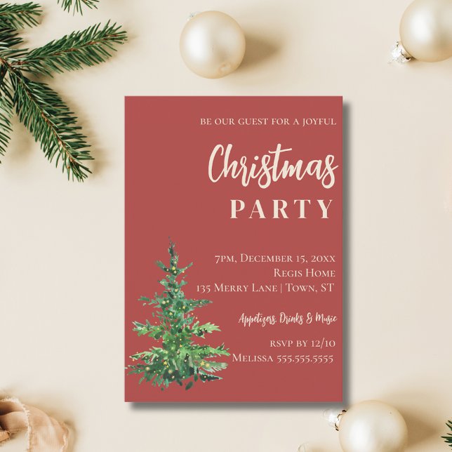 Minimalist Watercolor Tree Christmas Party Invitation (Minimalist Watercolor Tree Christmas Party Invitation
)
