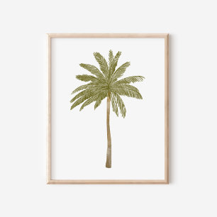 Minimalist Watercolor Tropical Palm Tree Art Poster