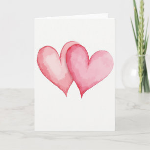 Minimalist Watercolor Two Hearts Card