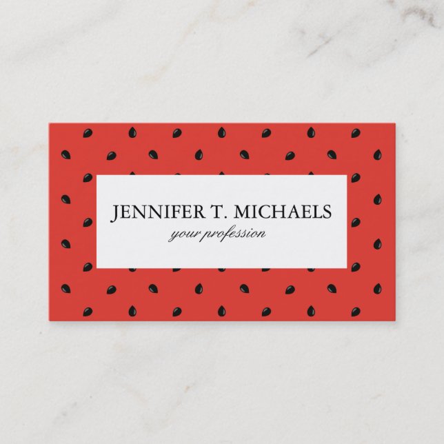 Minimalist Watermelon Seed Pattern Business Card (Front)