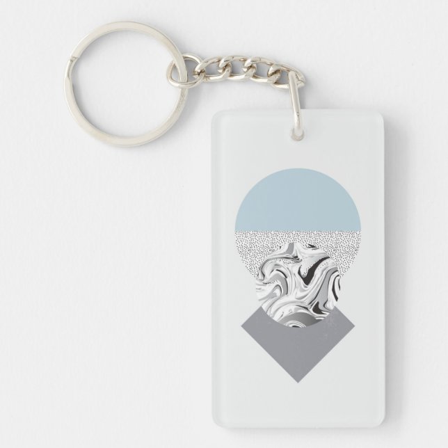 Minimalist Wave & Dots Design Keychain (Front)